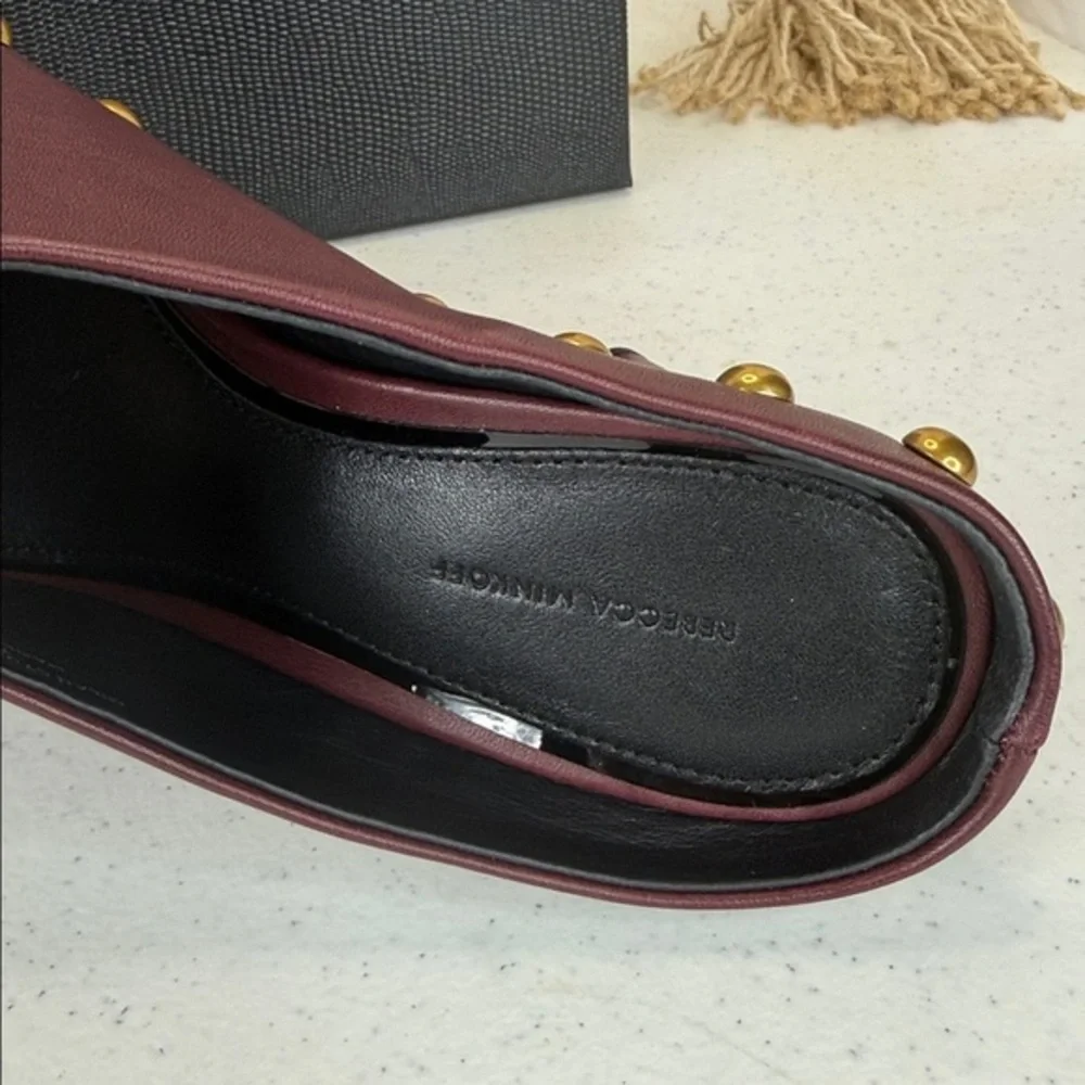 Rebecca Minkoff Milan Studded Mule Color Port/ Burgundy Sz‎ 7.5